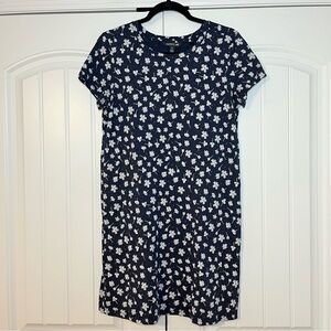 Toad&Co Blue Floral Shirt Dress Short Sleeve Casual Spring Summer Size Medium